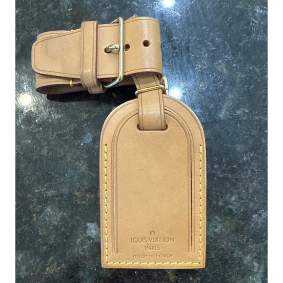 Louis Vuitton LV Travel Luggage Bag Tag & Poignet Tan Light Brown Gold Hardware - Picture 1 of 7